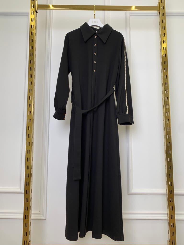 BRLZ FASHION Women's Cotton Long Dress - Black (S)