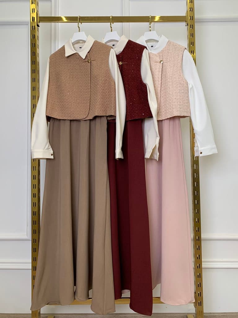 Ailand Women's Cotton Long Dress & Jacket Set - Pink (S) 2
