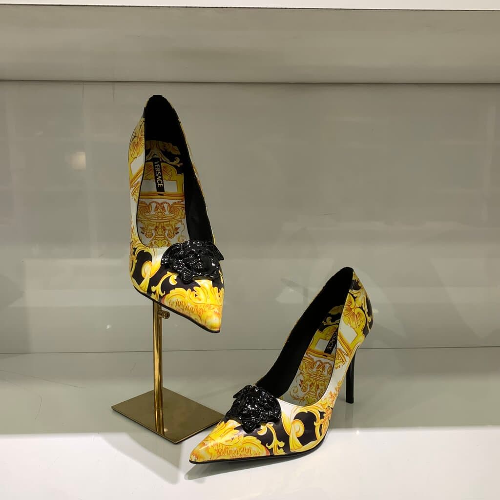 Versace Women's Leather High Heels - Master Quality - Yellow (41)