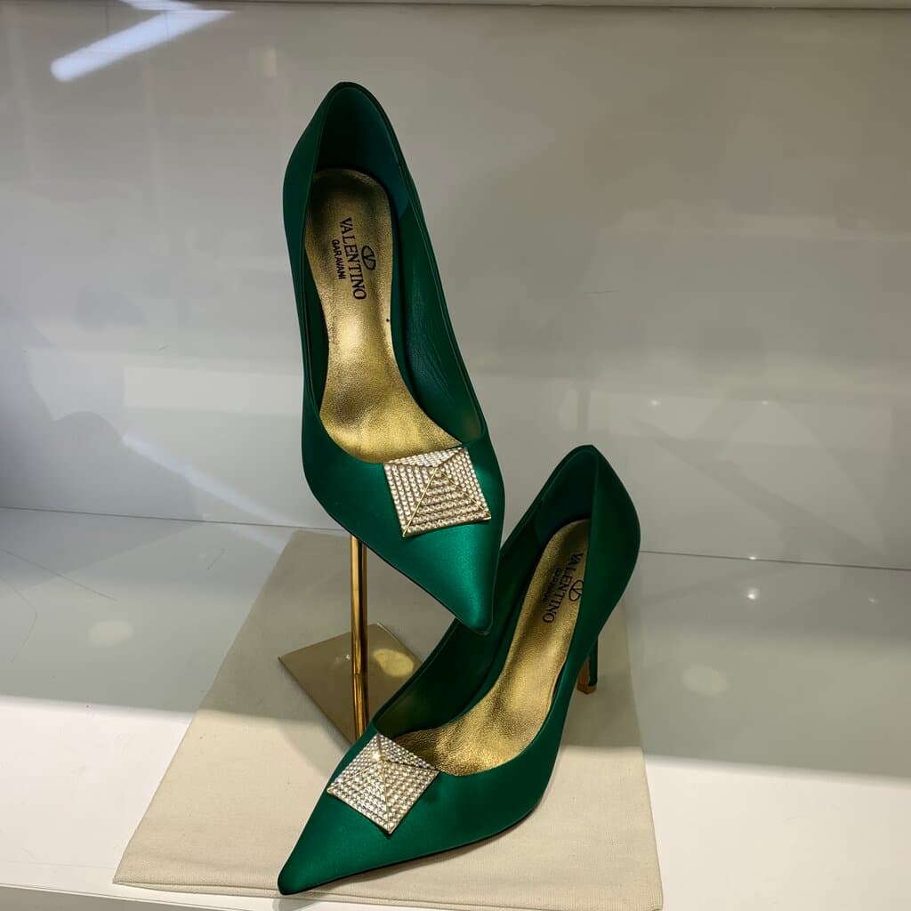 Valentino Women's Satin High Heels - Master Quality - Green (41) 2