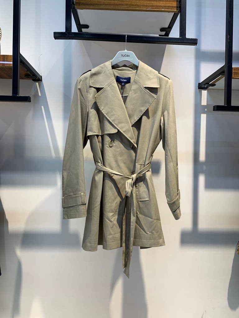 Tuğba Women's Short Trench Coat - Light Brown (38)