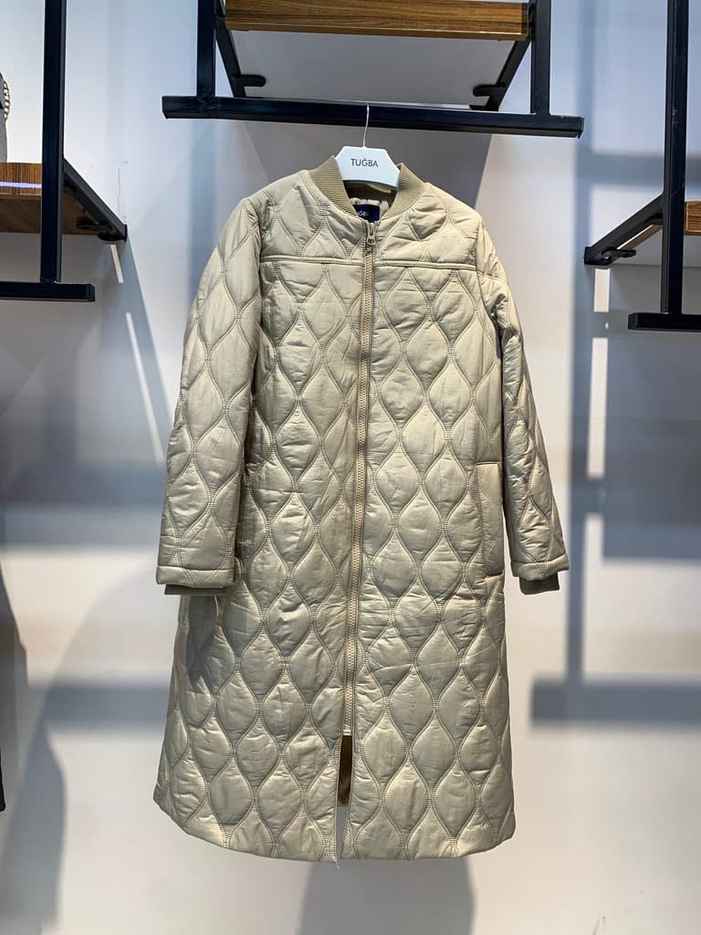 Tuğba Women's Satin Coat - Light Brown (38)