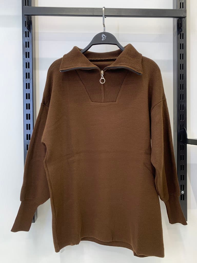 Women's Wool Blouse - Dark Brown
