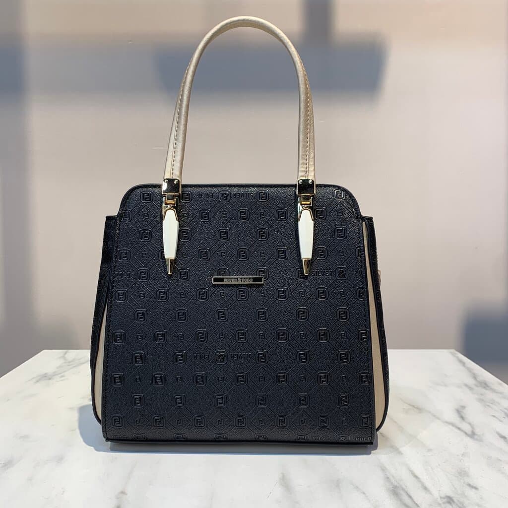 Silver & Polo Women's Handbag - Black & Gold