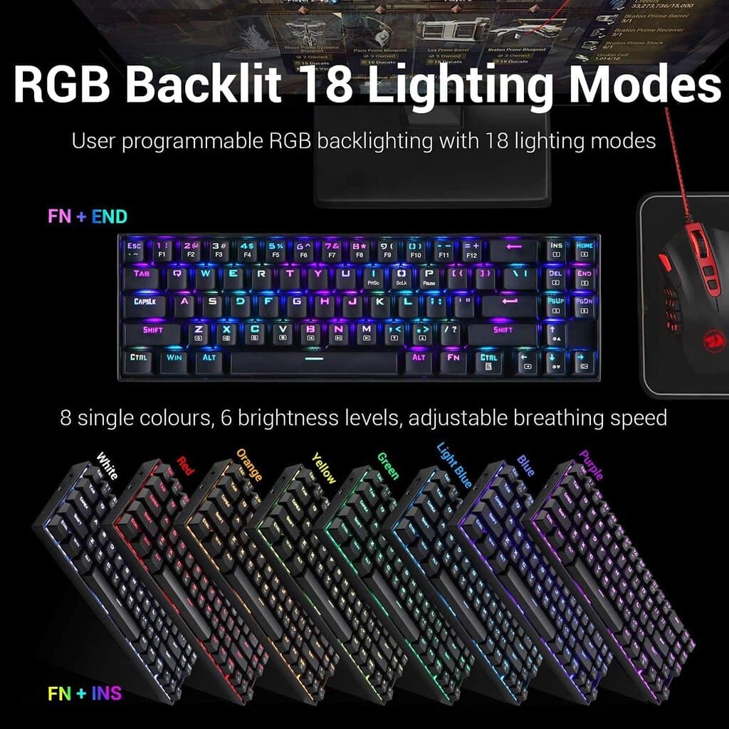 Redragon Wireless Mechanical Gaming Keyboard - K599 (Black) 4