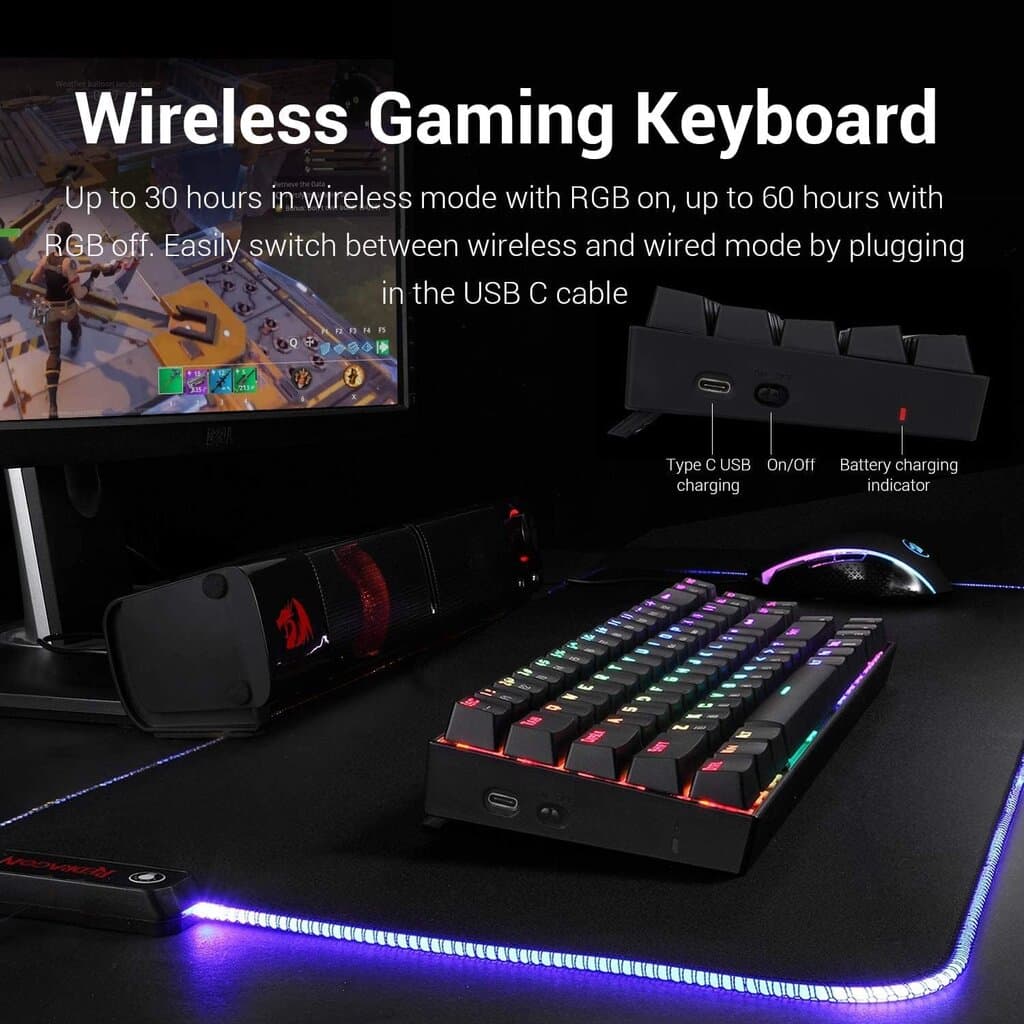 Redragon Wireless Mechanical Gaming Keyboard - K599 (Black) 7