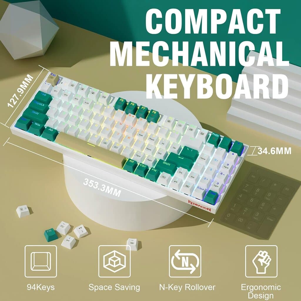 Redragon Wireless Gaming Keyboard - K643WGC (White) 3