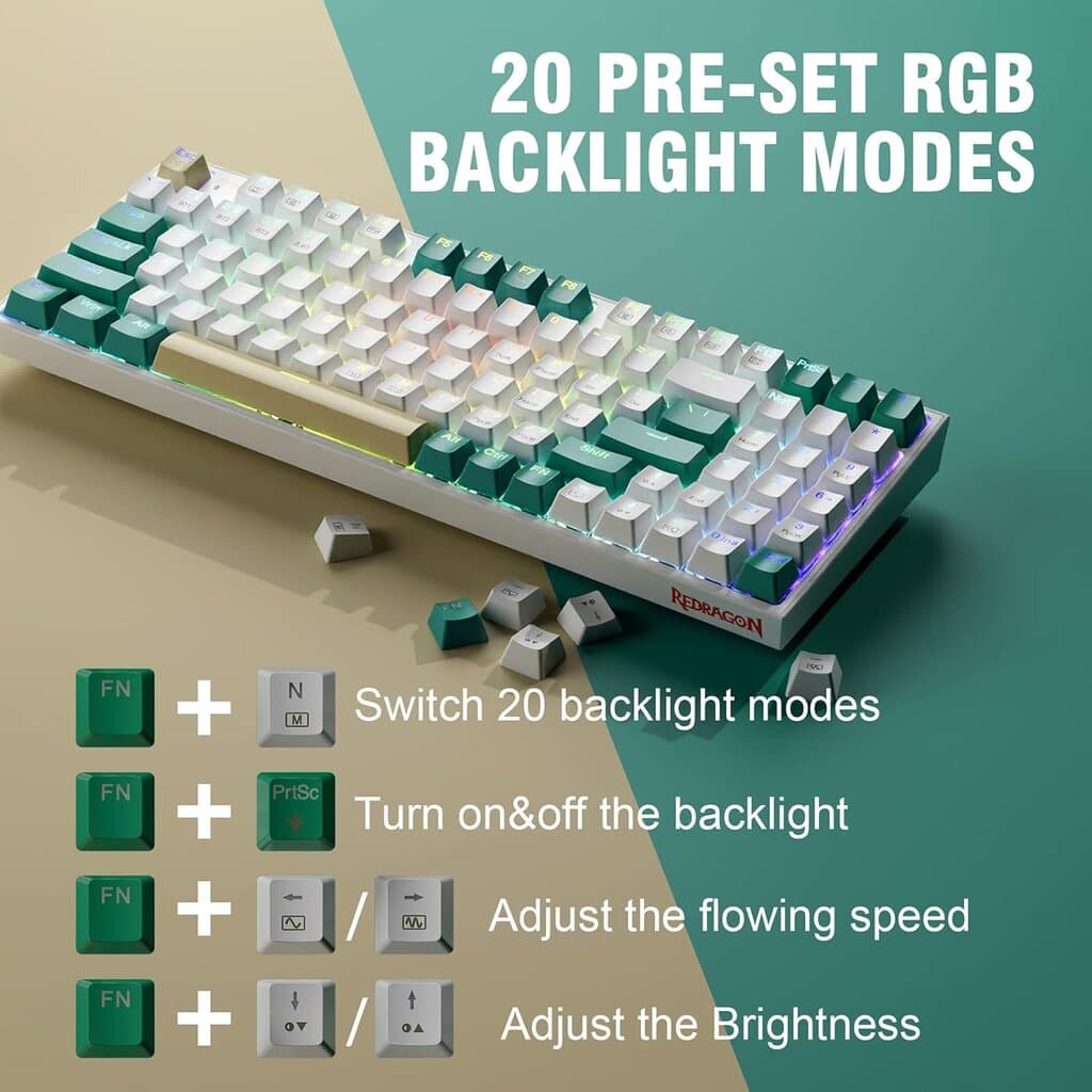 Redragon Wireless Gaming Keyboard - K643WGC (White) 6