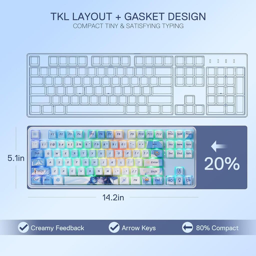 Redragon 80% Hot-Swappable Mechanical Keyboard - K707 (Blue) 7