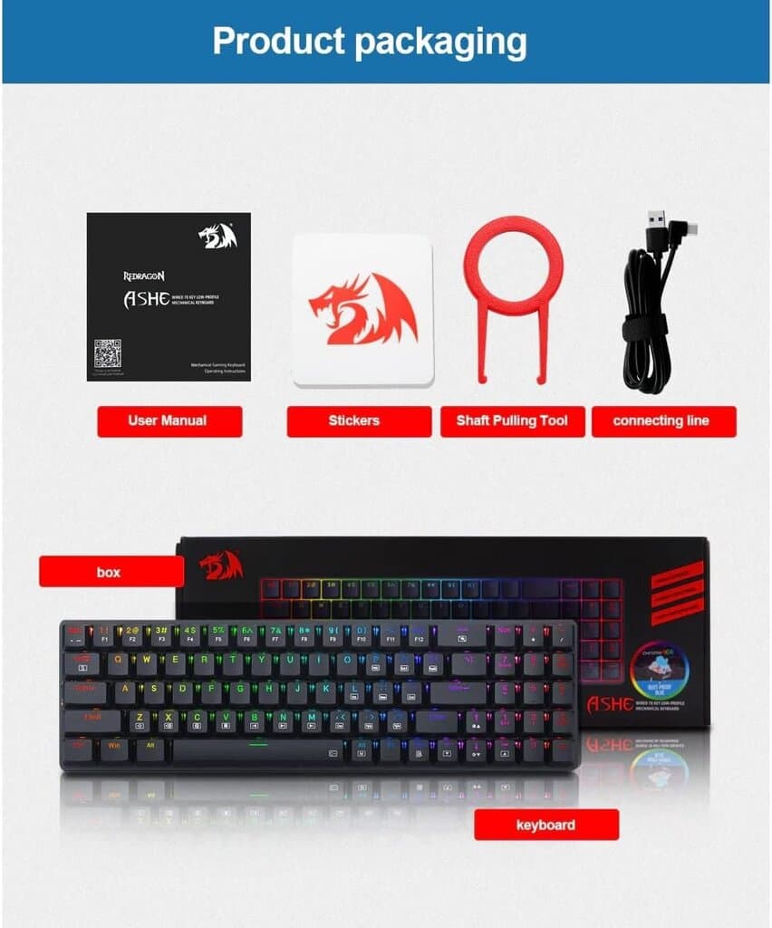 Redragon 75% Mechanical Gaming Keyboard Ashe Pro - K626P (Black) 5