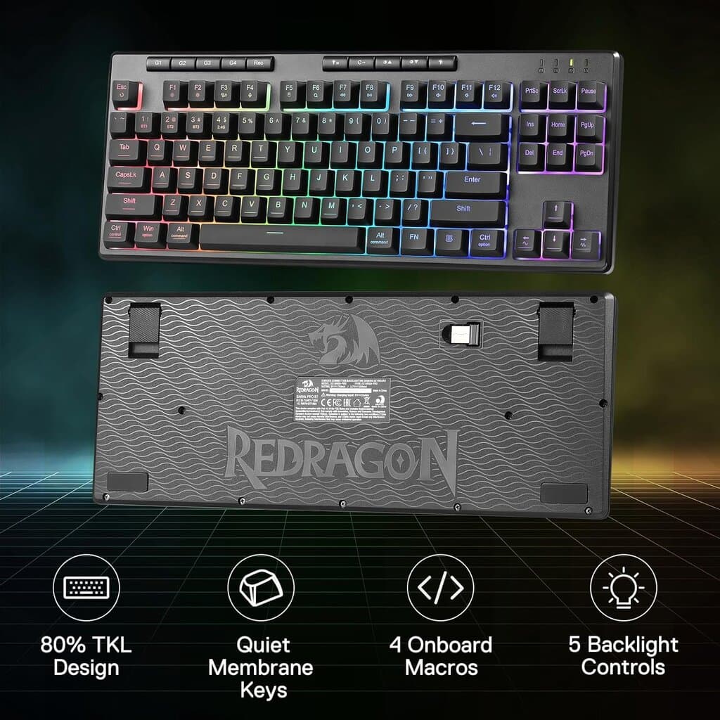 Redragon TKL Wireless Membrane Gaming Keyboard PRO Shiva - K516 (Black) 2