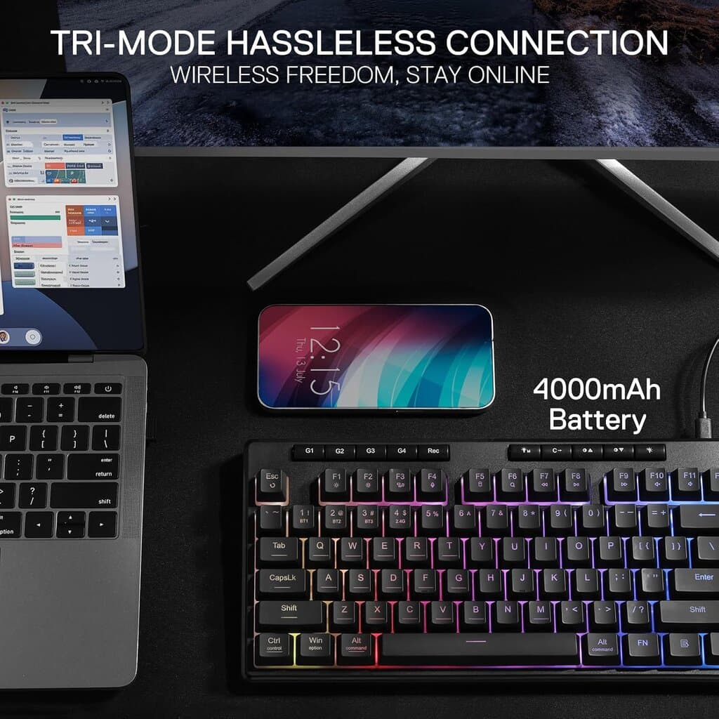 Redragon TKL Wireless Membrane Gaming Keyboard PRO Shiva - K516 (Black) 3