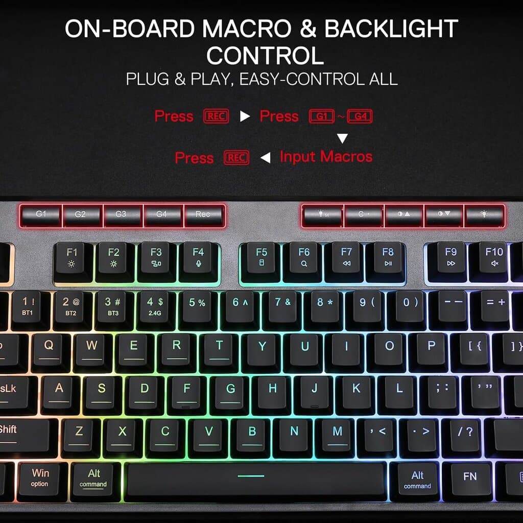 Redragon TKL Wireless Membrane Gaming Keyboard PRO Shiva - K516 (Black) 4