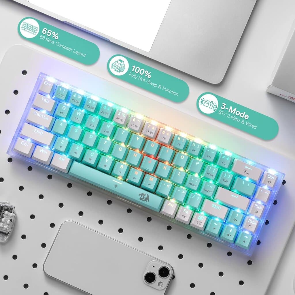 Redragon Wireless Keyboard - K631 (Green) 2