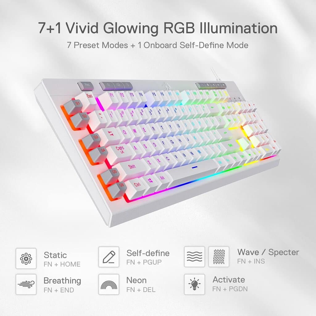 Redragon Wired Keyboard - K512 (White) 5