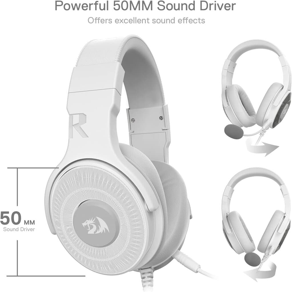 Redragon Wired Gaming Headset Pandora - H350 (White) 3