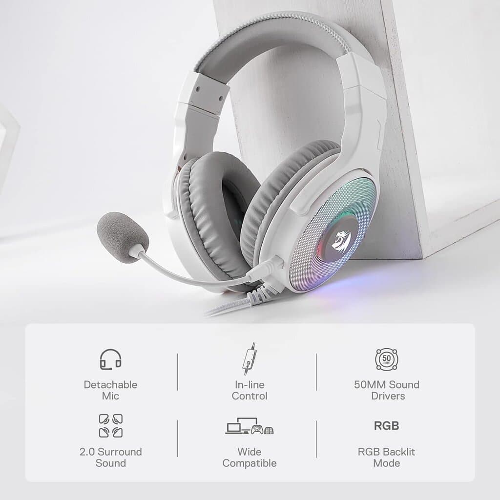 Redragon Wired Gaming Headset Pandora - H350 (White) 2