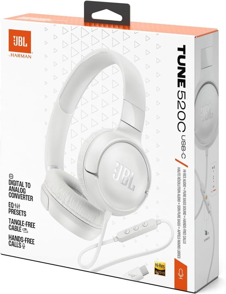 JBL Tune 520C Wired Earphones with USB Type-C - JBLT520CWHT (White) 4