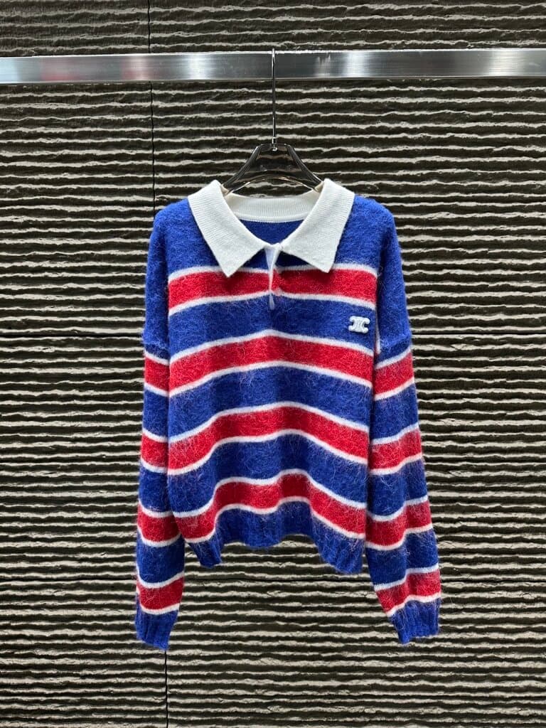 Celine Women's Wool Sweater - Classic Style - Navy Blue, Size 36