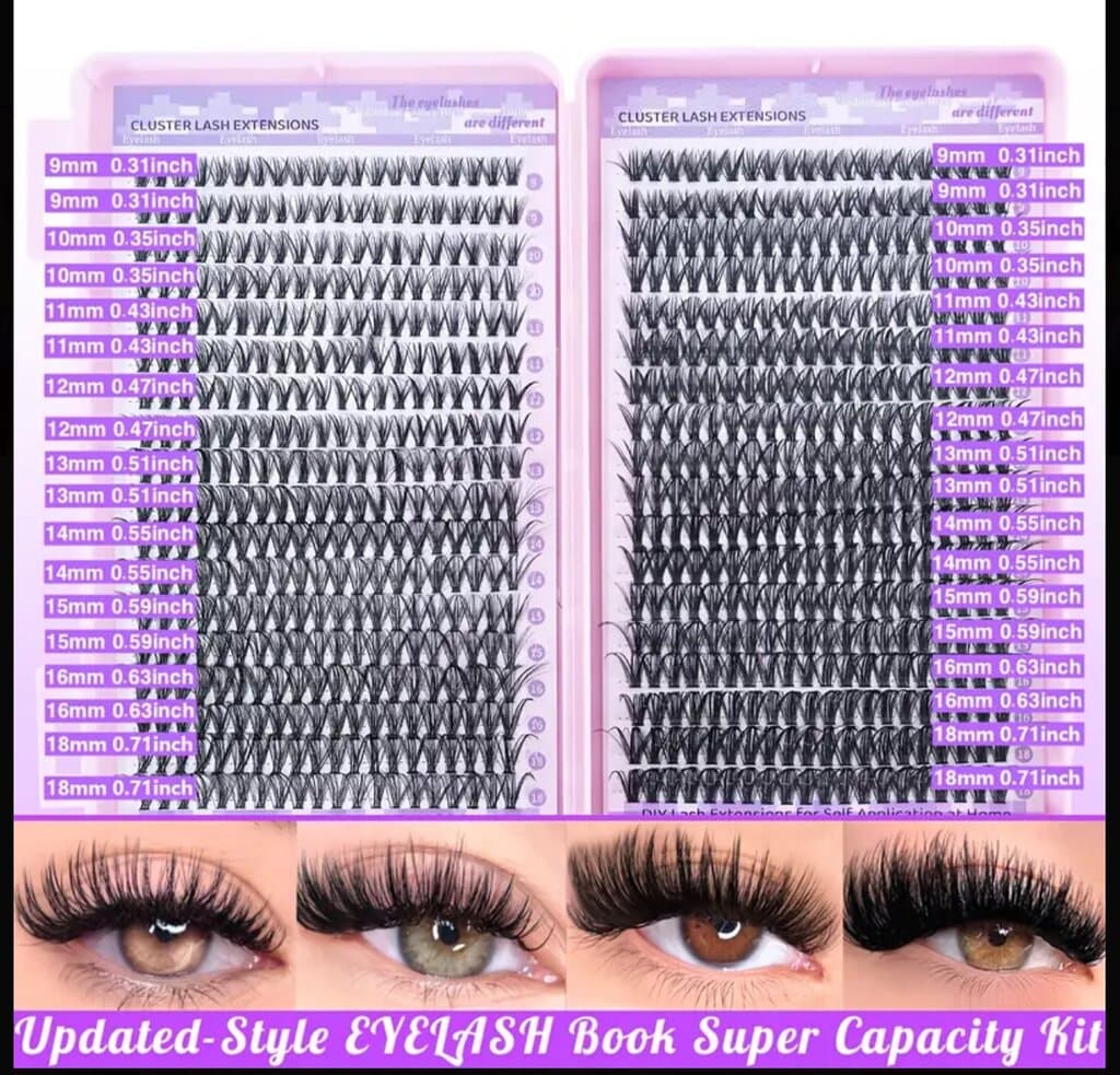 Updated Style DIY Cluster Lash Extensions – Super Capacity Lash Book Kit (9–18mm)