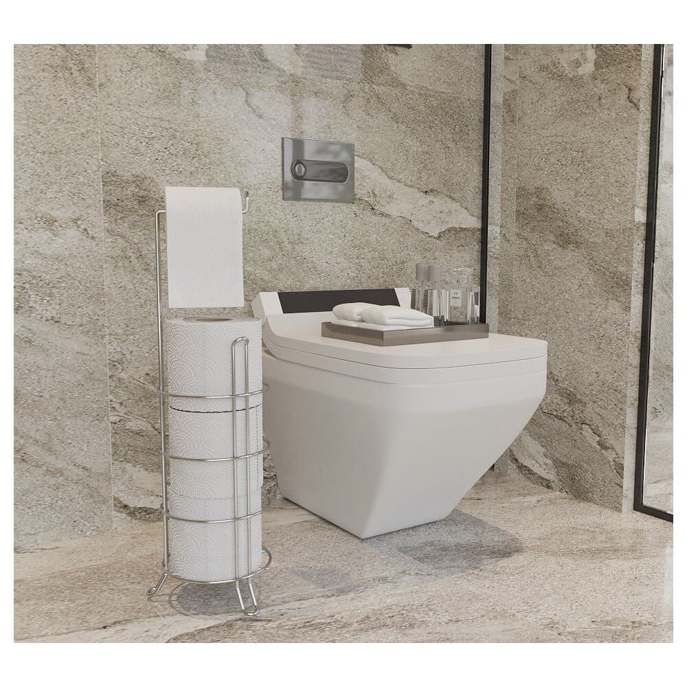 Suntel Round Toilet Paper Holder Stand - Chrome - SB061