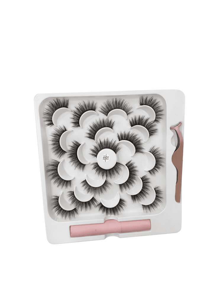 Reusable 3D False Eyelash Set with Applicator & Glue
