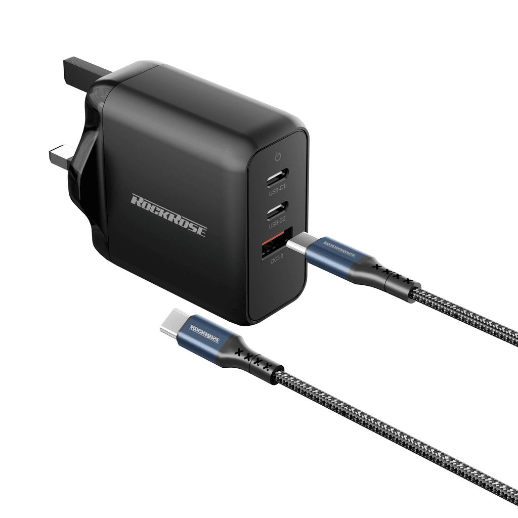 RockRose Charger with USB-C to USB-C Cable - RRTCC32UK (Black)