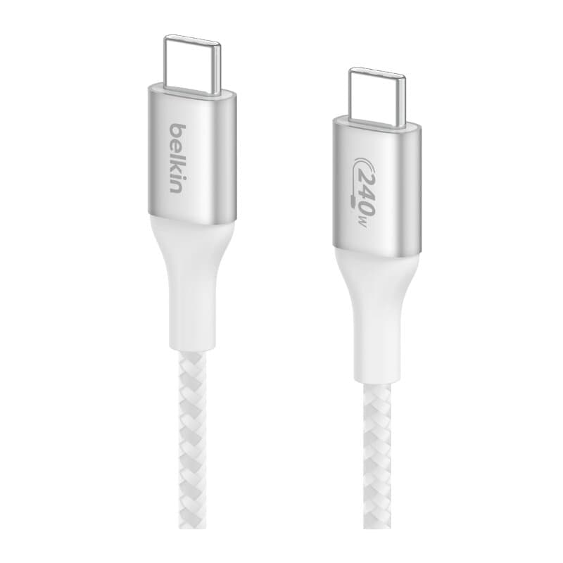 Belkin BoostCharge USB-C to USB-C Braided Cable 240W PD 1m - CAB015bt1MWH (White)