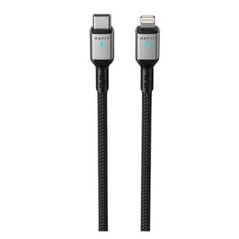 چارجەری هاڤیت پۆرتی USB-C و لایتنینگ - CB6316 (ڕەش)