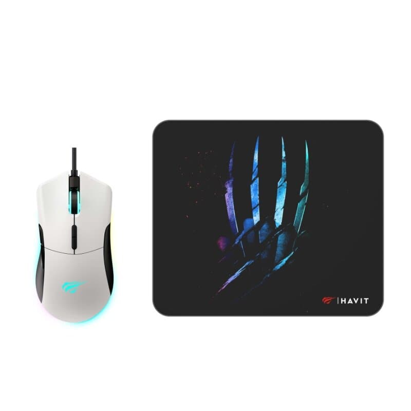 Havit Gaming Mouse and Mouse Pad - MS1037CM (Black+White)