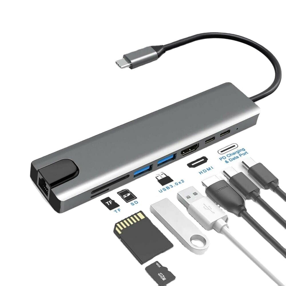USB Hub High-Performance Multi-Device Connector - 8-in-1