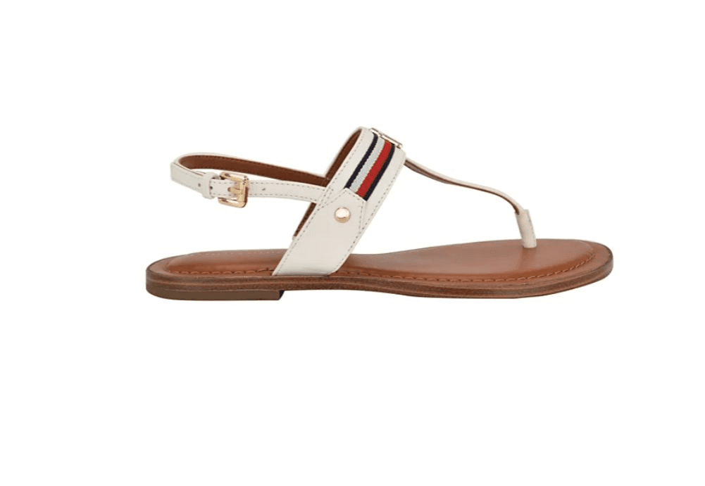 Tommy Hilfiger Women's Gabry Signature Stripe T-Strap Flat Sandals/7.5m 2