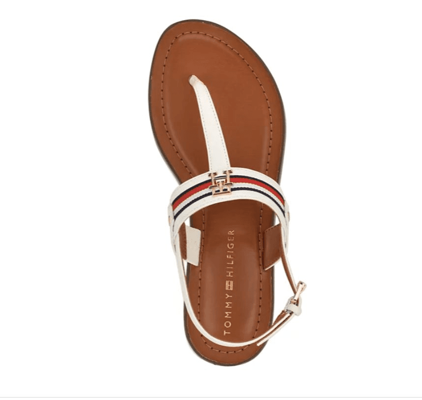 Tommy Hilfiger Women's Gabry Signature Stripe T-Strap Flat Sandals/7.5m 4