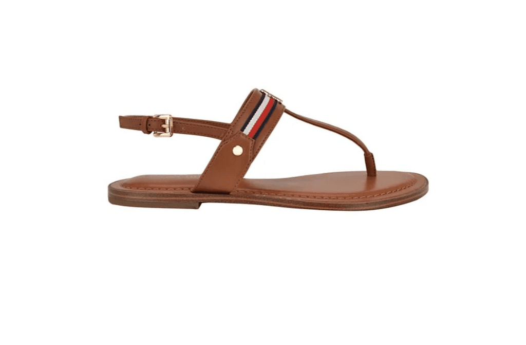 Tommy Hilfiger Women's Gabry Signature Stripe T-Strap Flat Sandals/8.5M 2