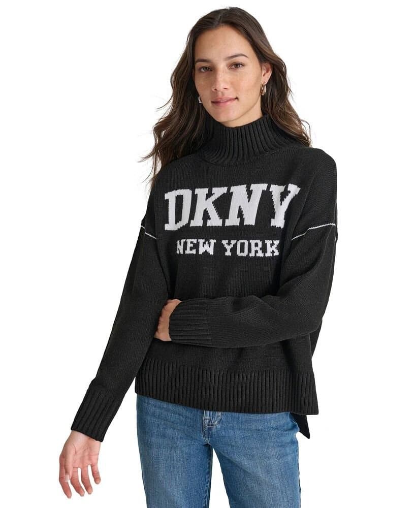 DKNY Jeans Women's Intarsia Logo Turtleneck Sweater/S