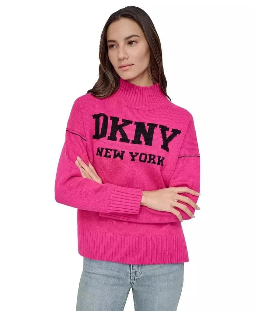 DKNY Jeans Women's Intarsia Logo Turtleneck Sweater/XS