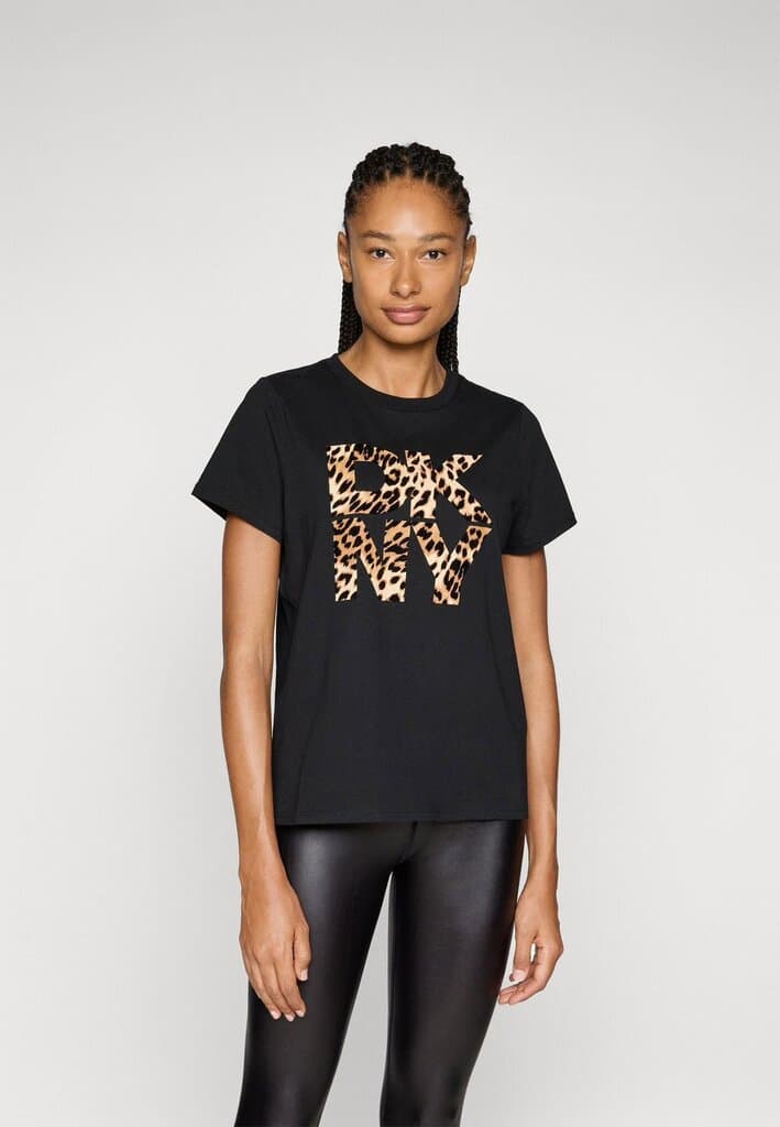 DKNY STACKED ANIMAL PRINT CREW NECK TEE/S 2