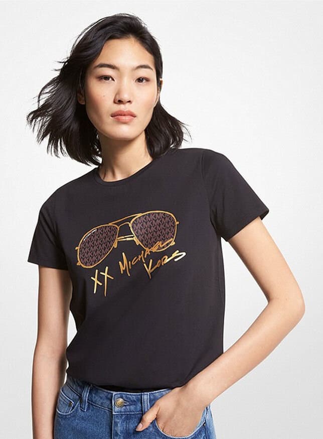 MICHAEL KORS  Logo Aviator Print Organic Cotton T-Shirt