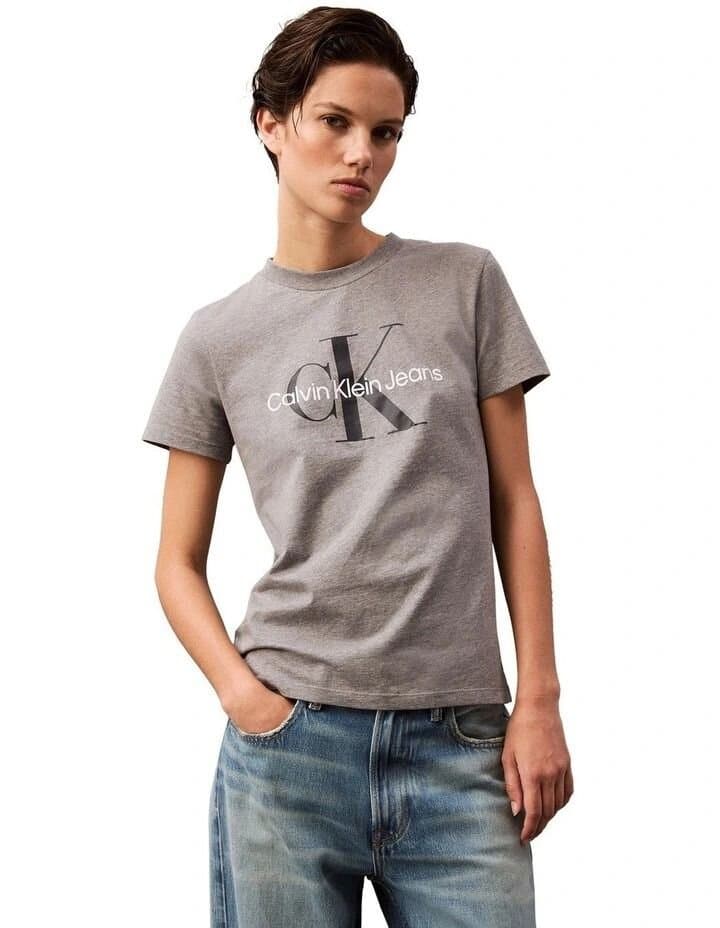 Calvin Klein Jeans Hero Short Sleeve Monologo Crewneck Tee in Grey/s