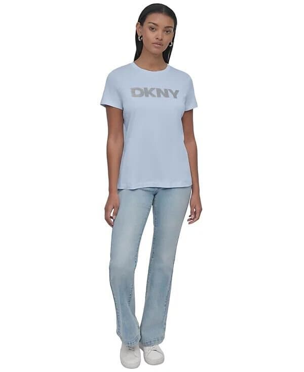 DKNY Jeans Women's Sequin Logo Crewneck T-Shirt/S 3