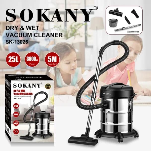 SOKANY Dry & Wet Vacuum Cleaner - SK-13025 (Black) 2