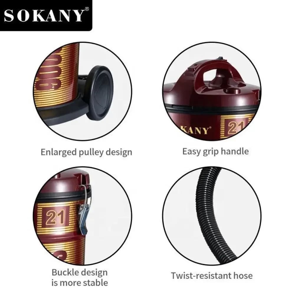 SOKANY Dry Vacuum Cleaner 21L - SK-13006(Burgundy) 3