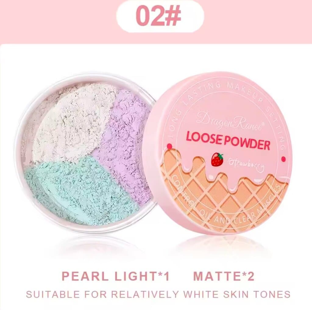 Dragon Ranee Strawberry Loose Powder – Brightening Pearl & Matte (Shade 02) 🍓✨