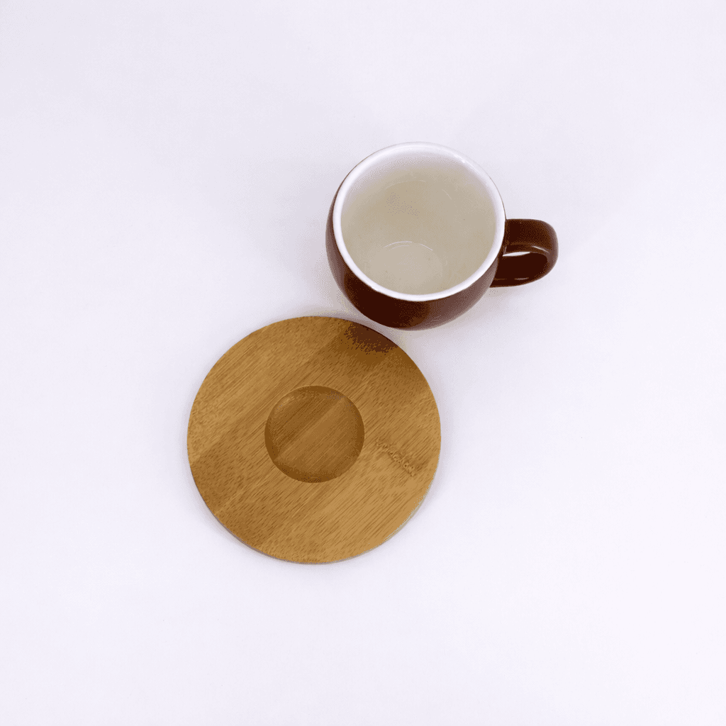 Coffee Mug with Wood Coaster - Brown (S) 3