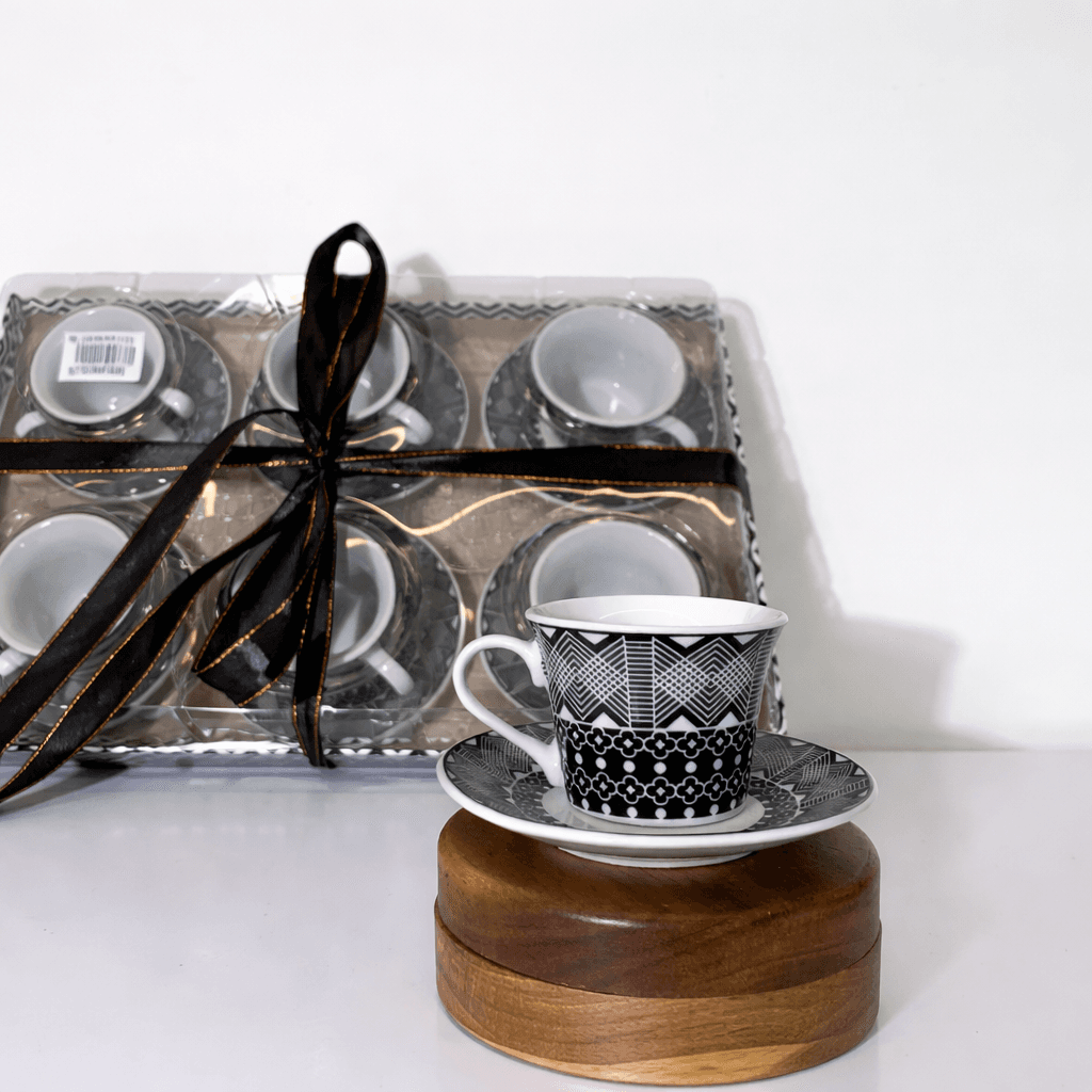 Porcelain Coffee Cup Set - Black (6 Piece)