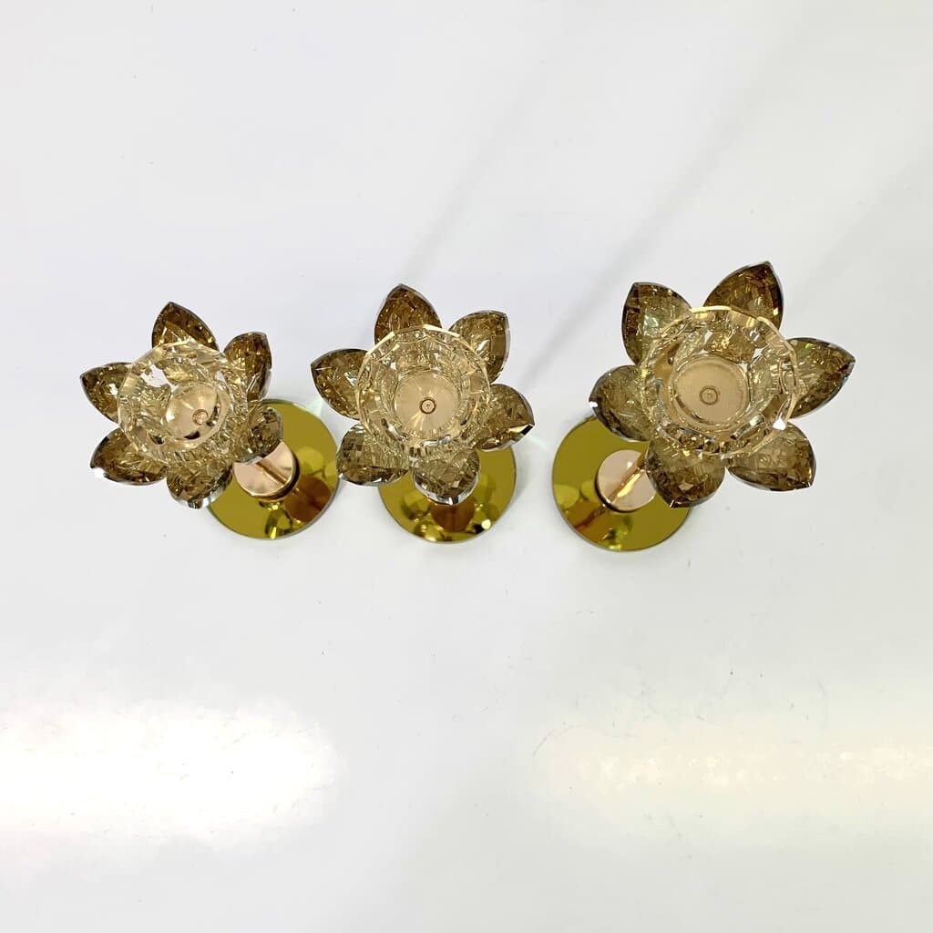 Crystal Candle Holder Set - Gold (3 Piece) 2