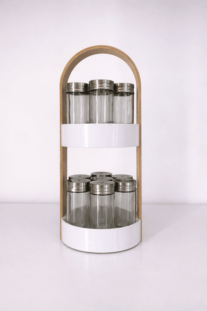 Two-Tier Spice Rack with Glass Jars