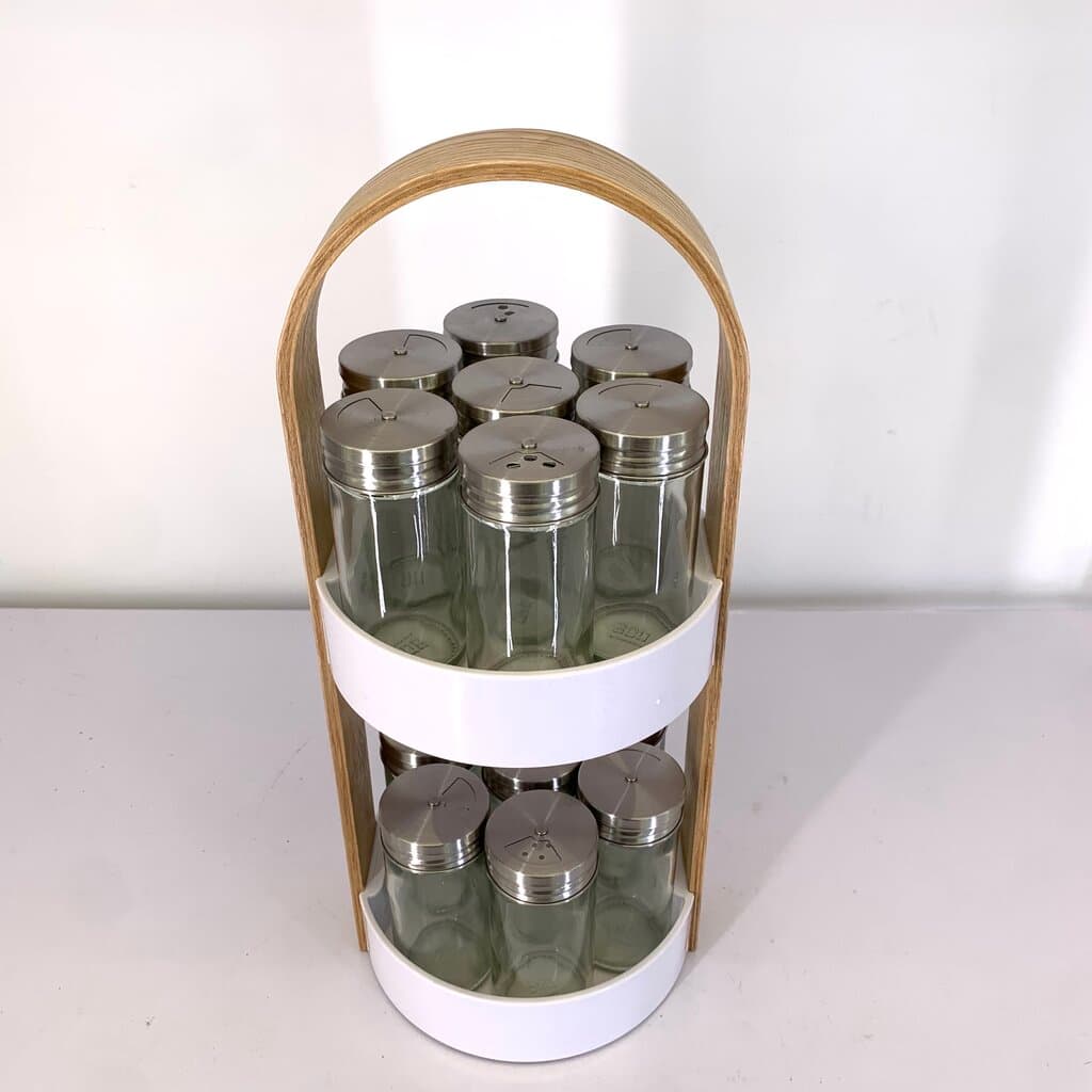 Two-Tier Spice Rack with Glass Jars 2