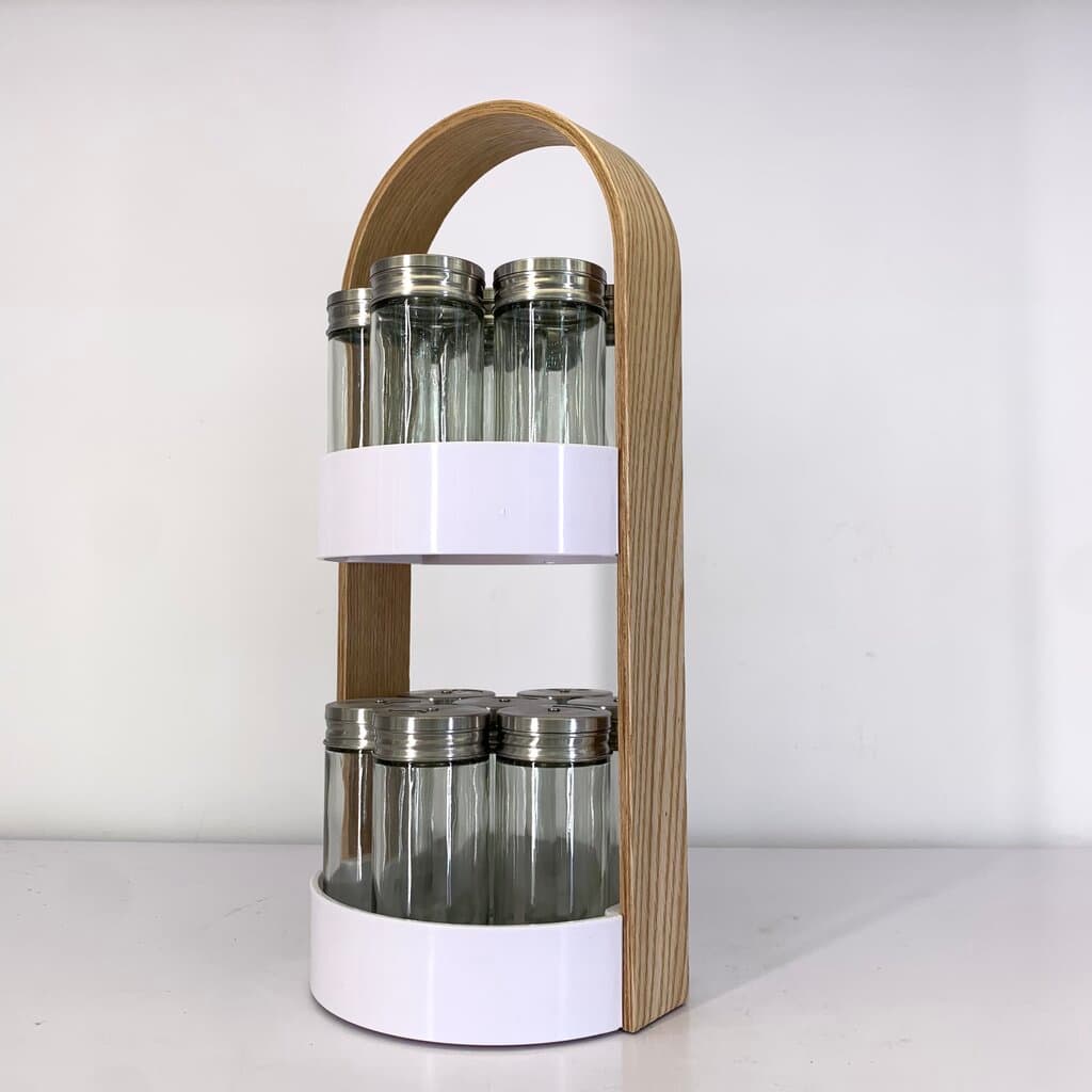 Two-Tier Spice Rack with Glass Jars 3