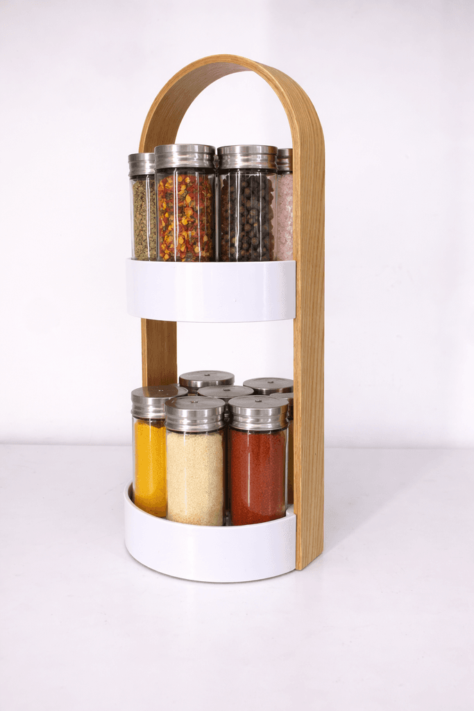 Two-Tier Spice Rack with Glass Jars 4